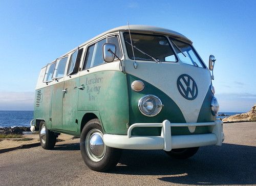 1966 velvet green &amp; pearl white standard original logo volkswagen bus