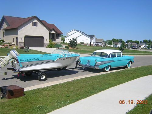 1957 chevrolet bel air sedan 4-door matching boat fiberglass classic