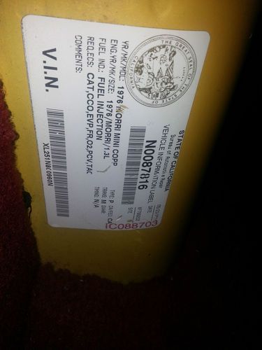 1976 CLASSIC MINI COOPER RHD CALIFORNIA REGISTERED RHD, image 14