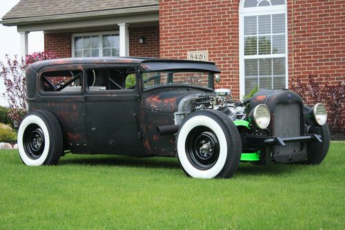 1928 model a tudor sedan ratrod chopped top hotrod ford rat rod