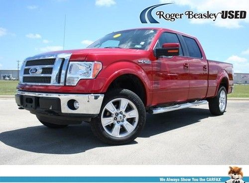 11 f-150 lariat red ford sync non smoker leather four wheel drive aux input abs