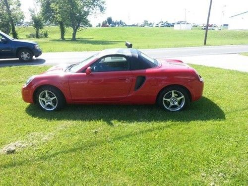 2002 red toyota mr2 spyder convertible with black top!!