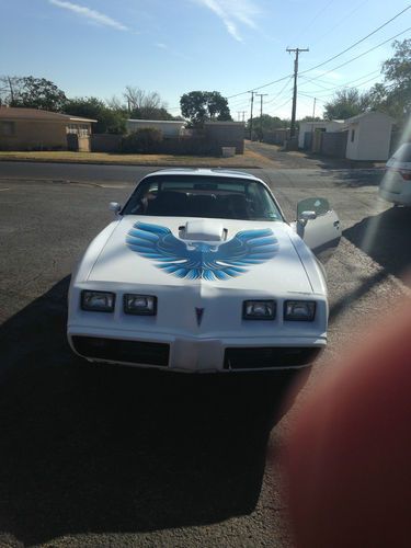 1979 pontiac trans am white with blue firebird 403 automatic with tee tops