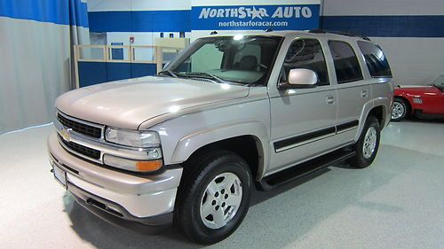 05 tahoe lt 4x4 autoride navi roof dvd heated lthr remt start 1 ownr clean &amp; chp