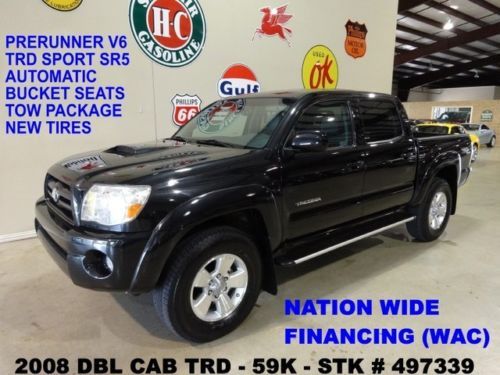 2008 tacoma prerunner doublecab trd sport 4x2,v6,cloth,17in whls,59k,we finance!