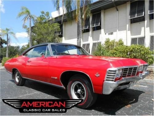 Real super sport 67 chevrolet impala 327 a/c ps pb red/blk no rust fl