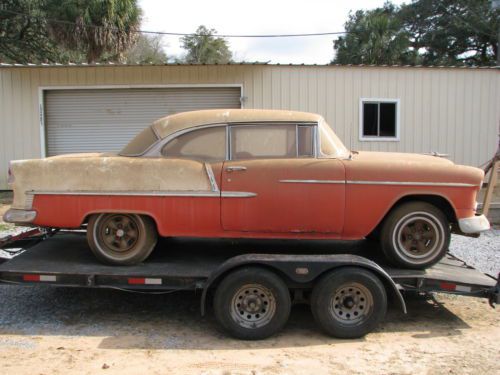 1955 chevy 2 door hardtop belair factory v8 barn find project hot rat street rod