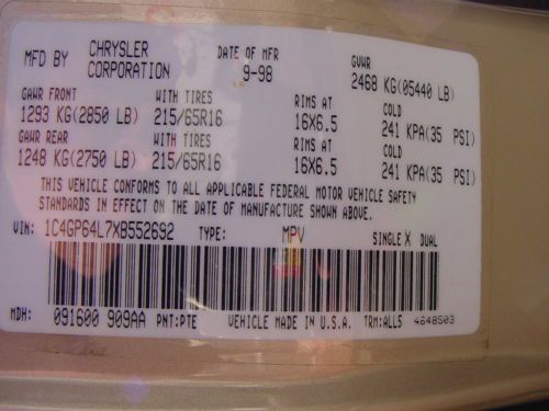 CHRYSLER TOWN & COUNTRY LIMITED HANDICAPPED WHEELCHAIR LIFT VAN LEATHER 99 PICS, US $10,250.00, image 43