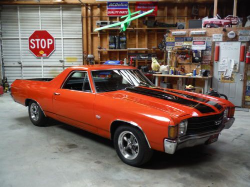 1972 el camino ss 454 california car! over 500 h.p, hugger orange, disc brakes!!