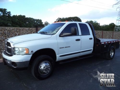 04 ram 3500 slt drw 4wd ho-cummins mt flatbed quadcab 1txowner!