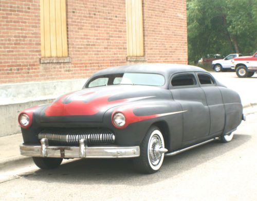 1950 mercury chopped 4 door lead sled side pipes flame throwers, image 1