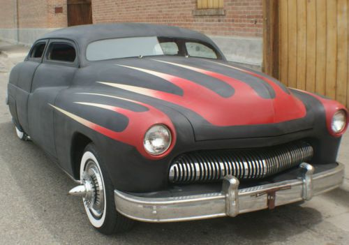 1950 mercury chopped 4 door lead sled side pipes flame throwers, image 4