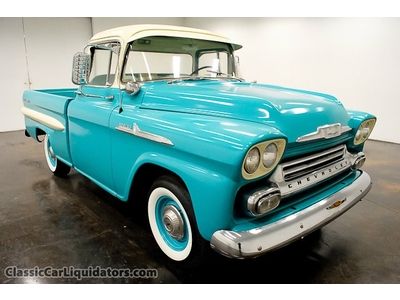 1958 chevrolet apache fleetside pickup 235ci 3 speed bench seats check this out