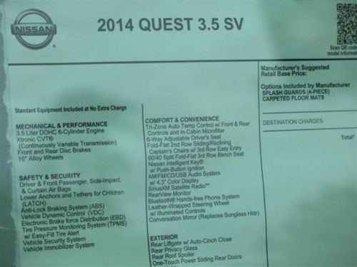 2014 Nissan Quest SV, US $27,696.00, image 7