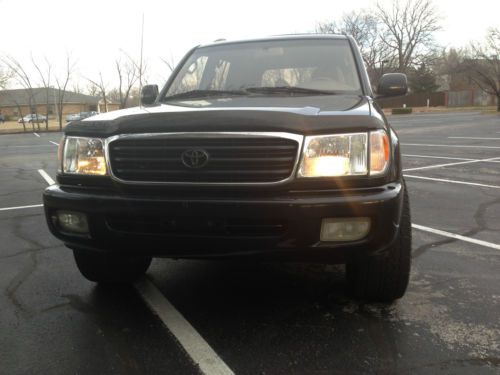 1999 toyota land cruiser 4.7l blk tan leather interior