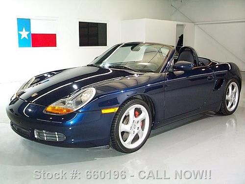 2002 porsche boxster s roadster 6spd blue on blue 57k!! texas direct auto