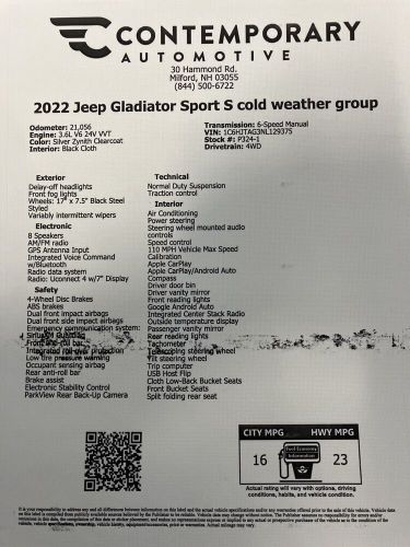 2022 Jeep Gladiator Sport S, US $33,915.00, image 19