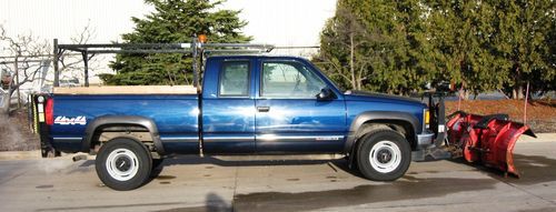 2000 gmc 3/4 ton 4x4 extended cab pickup w/plow, 5.7 liter v-8, 44,774 miles