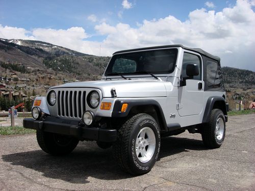 Rare!! 2005 jeep wrangler tj sport 4.0l dana 44 rear axle a/c silver soft top