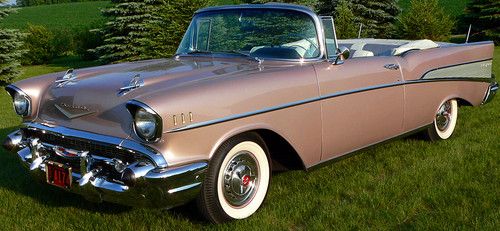 1957 chevrolet bel air convertible, restored dust pearl rarest convertible color