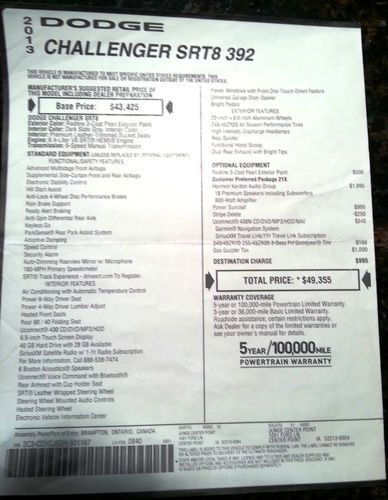 2013 Dodge Challenger SRT8 Coupe 2-Door 6.4L, US $39,900.00, image 8