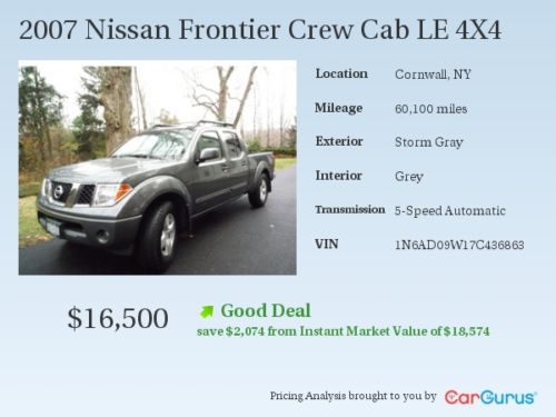 2007 nissan frontier crew cab le 4x4 long bed