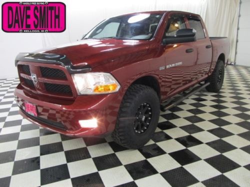 12 ram 1500 express crew cab 4x4 5.7l hemi cloth seats bed liner custom wheels