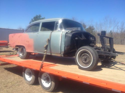1955 chevy 2 door post car, shell only with title, very buildable car