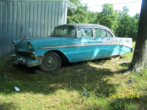 1956 chevrolet belair 4 door hardtop blue+ great restoration project