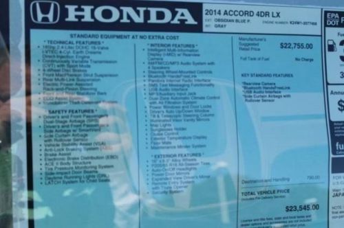 2014 Honda Accord LX, US $23,545.00, image 9