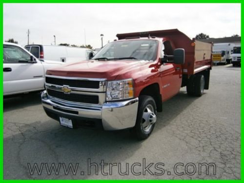 Used 2009 chevy 3500 three yard dirt dump 6.0l v8 gas tilt cd hitch dual tanks