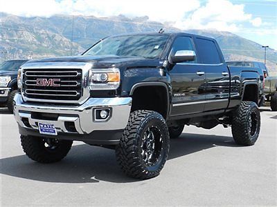 Gmc crew cab slt 4x4 duramax diesel custom new lift wheels tires leather auto