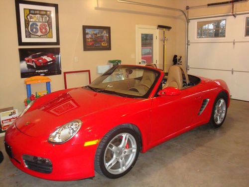 2006 porsche boxster s red convertible 2-door 3.2l climate control garage kept