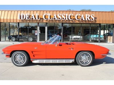 1963 corvette 327 v8 red, hard top, white conv top, 4 speed manual