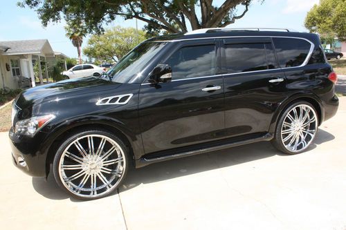 2011 qx56,must l@@k! fully loaded, dual tv's,warranty, 28"rims/stocks)