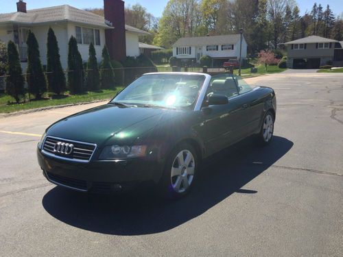 2003 audi a4 cabriolet 2dr 3.0 british green-tan leather low miles no reserve