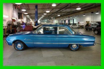 1962 ford falcon 2-door sedan~blue~6 cylinder~3-speed manual~no reserve