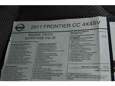 2011 NISSAN FRONTIER SV PREMIUM 4WD 4X4 CREW CAB STUNNING 1 OWNER WARRANTY LOOK, US $23,990.00, image 71
