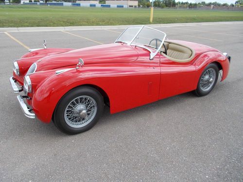 1953 jaguar xk120 ots with 3.8 ltr, red with tan leather interior