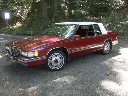 1992 cadillac deville base coupe 2-door 4.9l red low miles clean no reserve