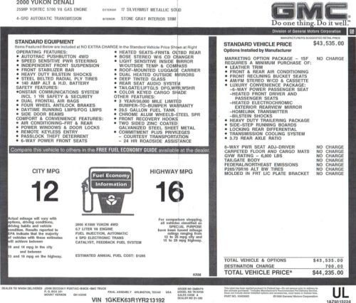 2000 GMC Yukon Denali - LOW MILES - Sport Utility 4-Door 5.7L, US $8,000.00, image 3