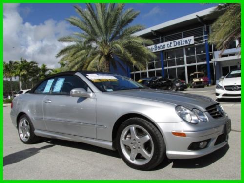 04 brilliant silver clk-500 5l v8 convertible *bose cd changer *low miles *fl