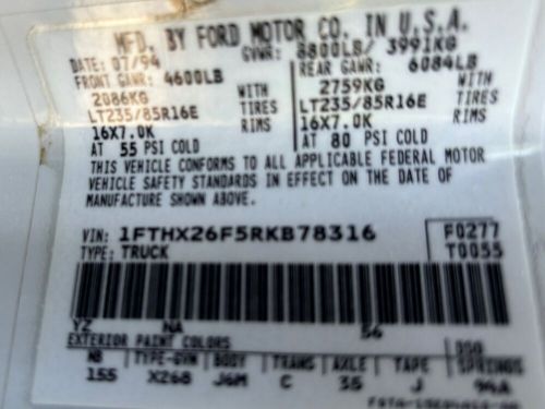 1994 Ford F-250 XLT HD 4X4 5-SPEED 7.3L DIESEL V8, US $0.99, image 11