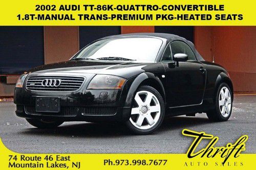 02 audi tt-86k-quattro-convertible-1.8t-manual trans-premium pkg-heated seats