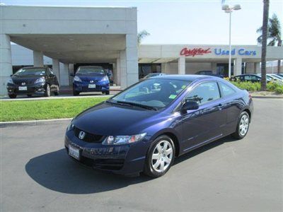 2010 honda civic lx coupe - atomic blue metallic a/c,cd,mp3,power locks/windows