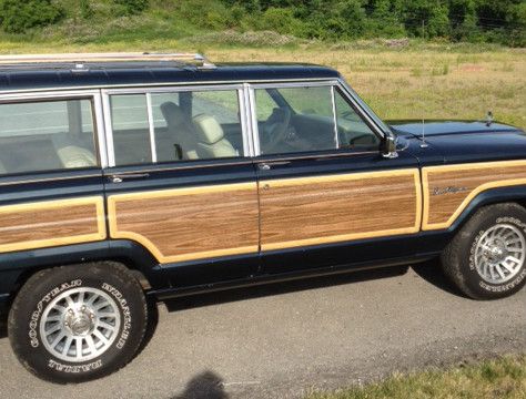 1989 jeep grand wagoneer 5.9l navy exterior and new sand interior