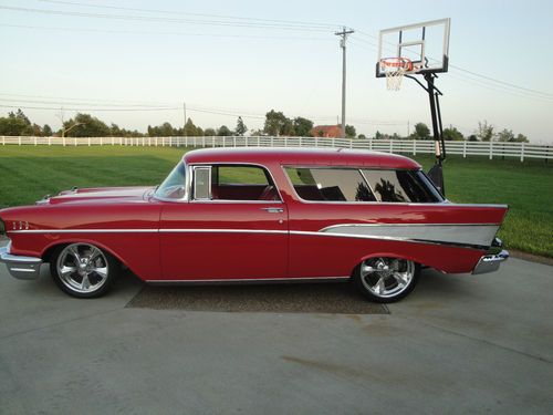 1957 chevy NOMAD WAGON Leather resto-mod hot-rod (all-new) cold air MUST SEE, image 9