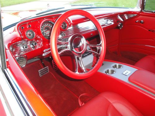 1957 chevy NOMAD WAGON Leather resto-mod hot-rod (all-new) cold air MUST SEE, image 16