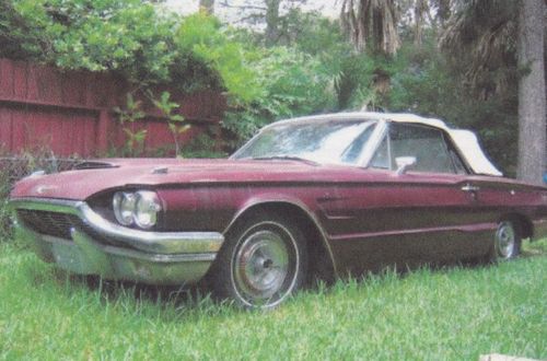 Burgundy 1965 thunderbird convertible automobile