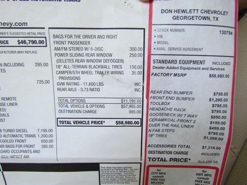 3500HD, 4WD, LTZ, 11k miles, accident free, duramax diesal, many extras,, US $52,900.00, image 18